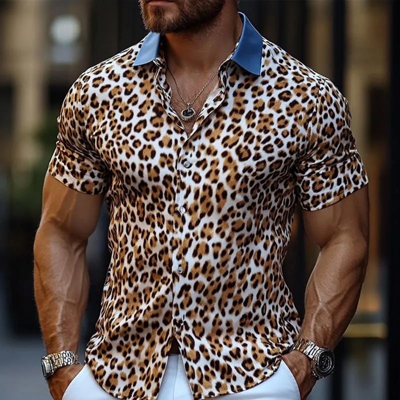 Men's Vintage Leopard Print Short Sleeve Shirt 03082843U sold by Manly product image thumbnail 4