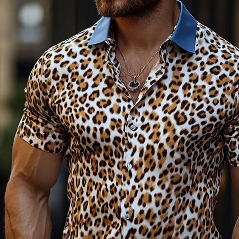 Men's Vintage Leopard Print Short Sleeve Shirt 03082843U sold by Manly product image thumbnail 3