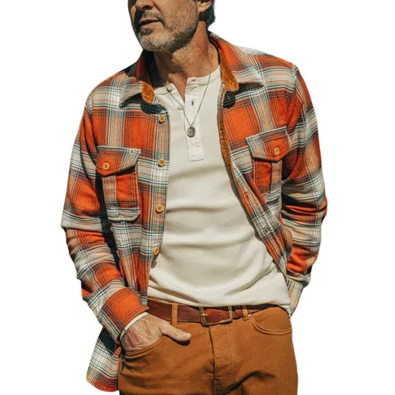 Men's Retro Plaid Print Long Sleeve Shirt 62161951U sold by Manly