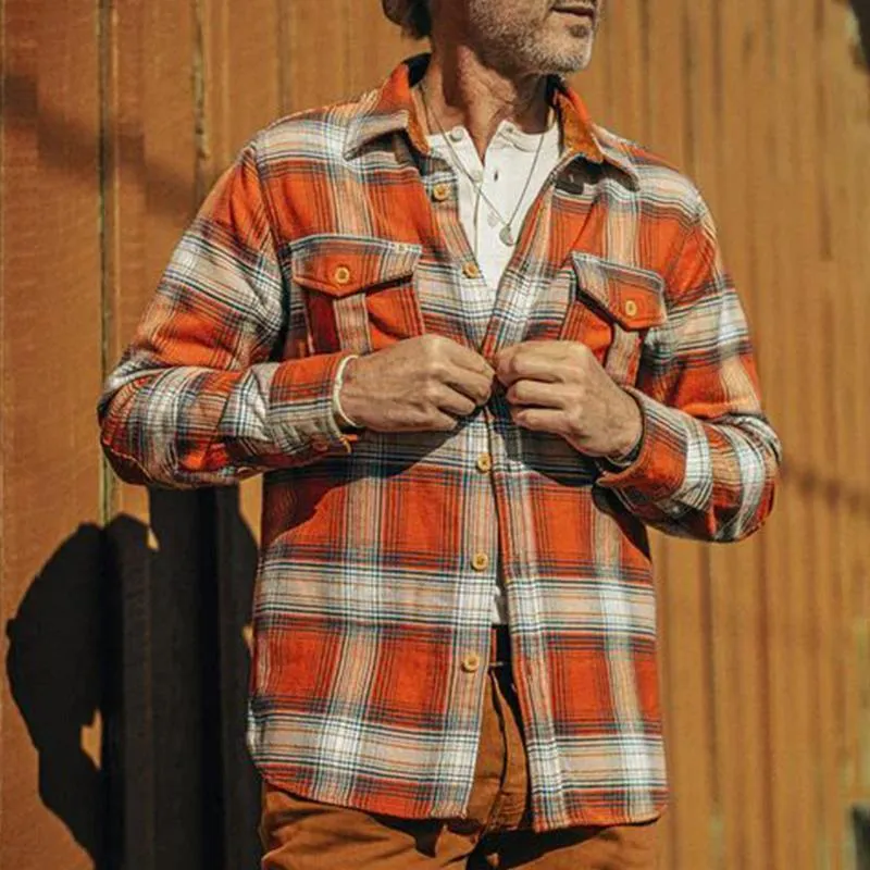 Men's Retro Plaid Print Long Sleeve Shirt 62161951U sold by Manly product image thumbnail 3