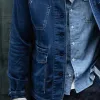 Men's Vintage Dark Blue Washed Denim Jacket 54340233U sold by Manly
