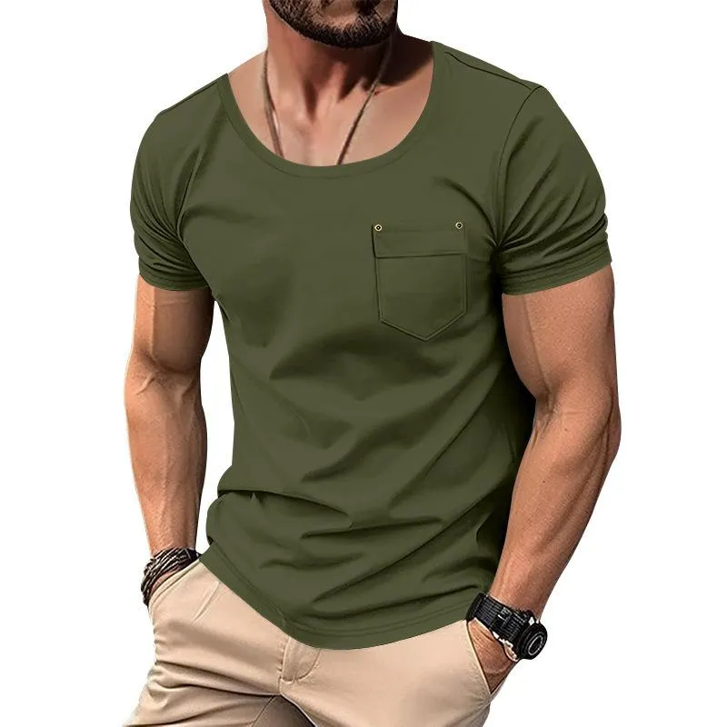 Men's Solid Color Casual Round Neck Short Sleeve T-shirt 89150456X sold by Manly product image thumbnail 3