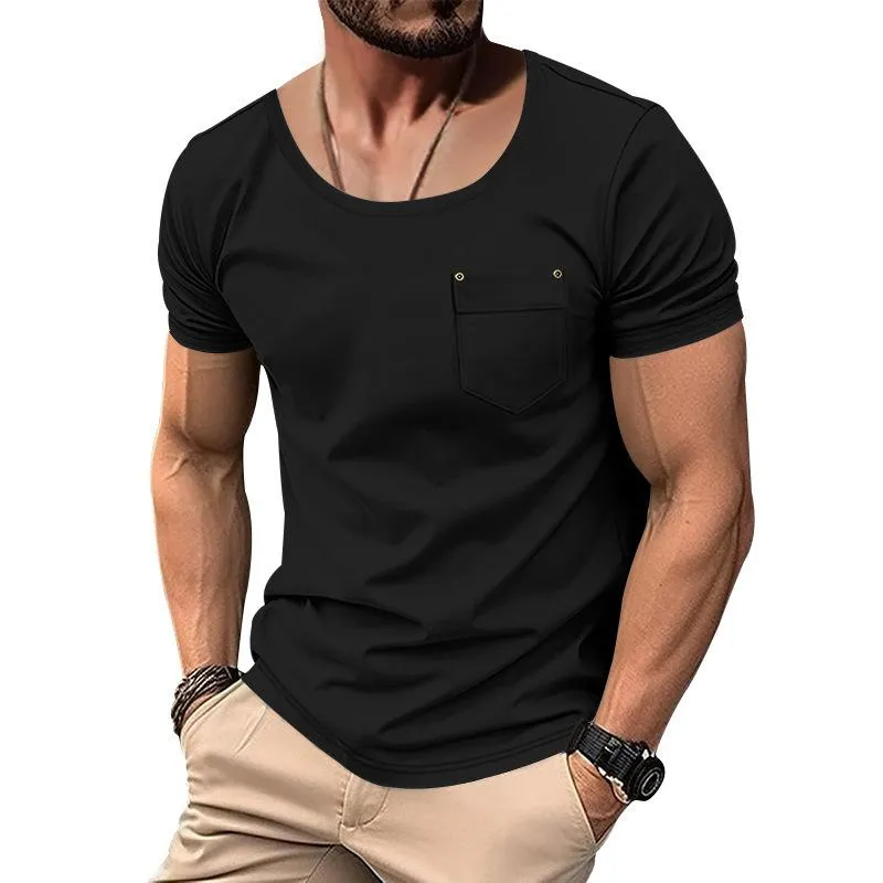 Men's Solid Color Casual Round Neck Short Sleeve T-shirt 89150456X sold by Manly