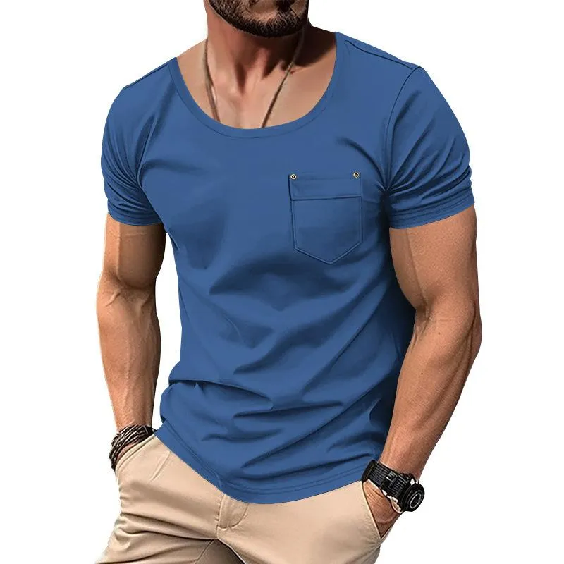 Men's Solid Color Casual Round Neck Short Sleeve T-shirt 89150456X sold by Manly product image thumbnail 2