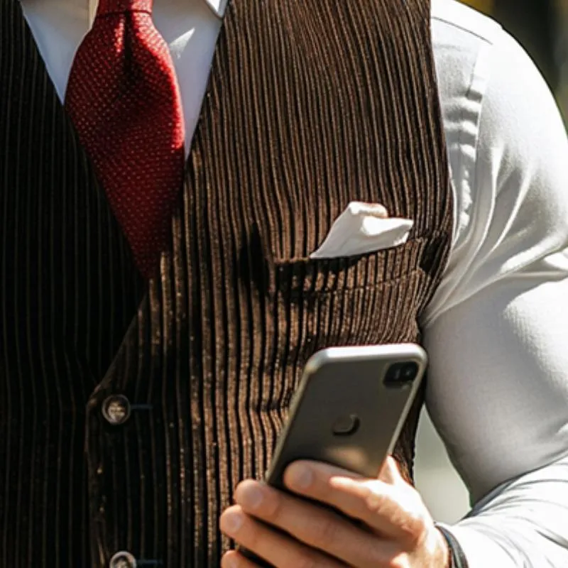 Men's Retro Casual Solid Color Corduroy Vest 24805450TO sold by Manly product image thumbnail 3