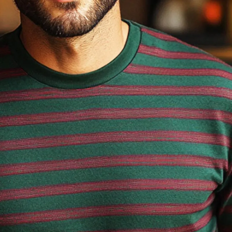 Men's Retro Casual Striped Printed Round Neck Long Sleeve T-Shirt 10200797TO sold by Manly product image thumbnail 3