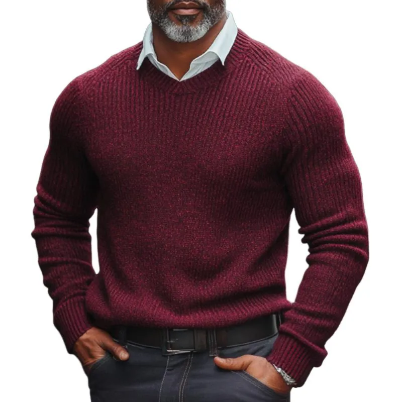 Men's Fashion Angora Red Crew Neck Knit Sweater 26926395F sold by Manly