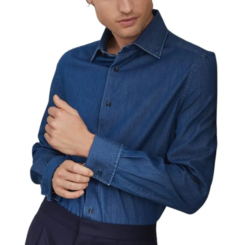 Men's Stylish Lapel Long Sleeve Shirt 02319474F sold by Manly