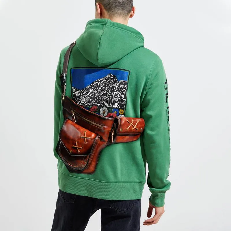 Men's Classic Retro Personality Outdoor Leather Waist Bag 60235114K sold by Manly product image thumbnail 5