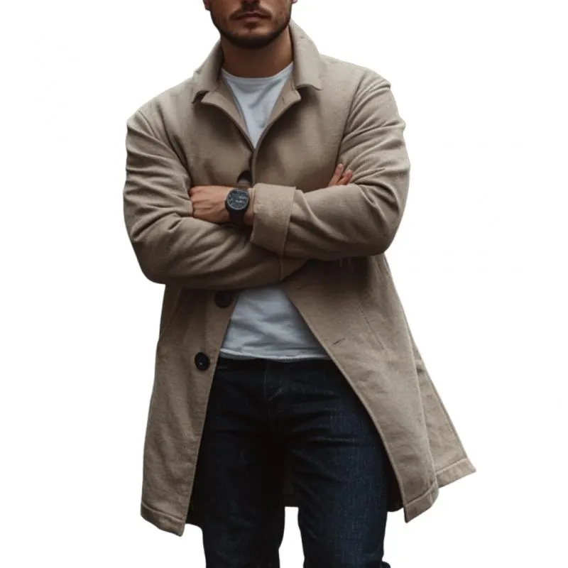 Men's Casual Cotton Blended Lapel Single-breasted Short Trench Coat 18345701M sold by Manly