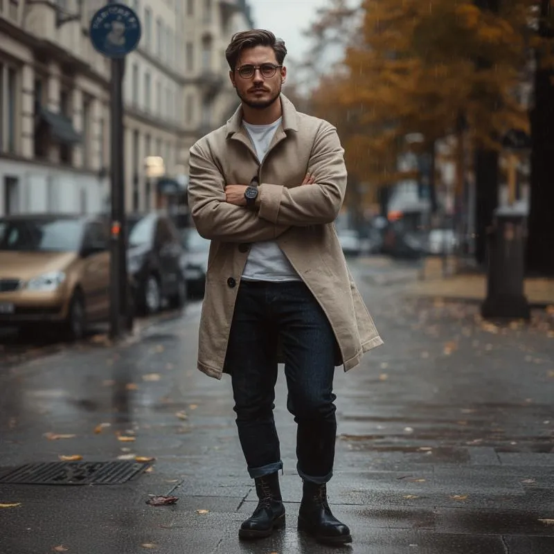 Men's Casual Cotton Blended Lapel Single-breasted Short Trench Coat 18345701M sold by Manly product image thumbnail 3