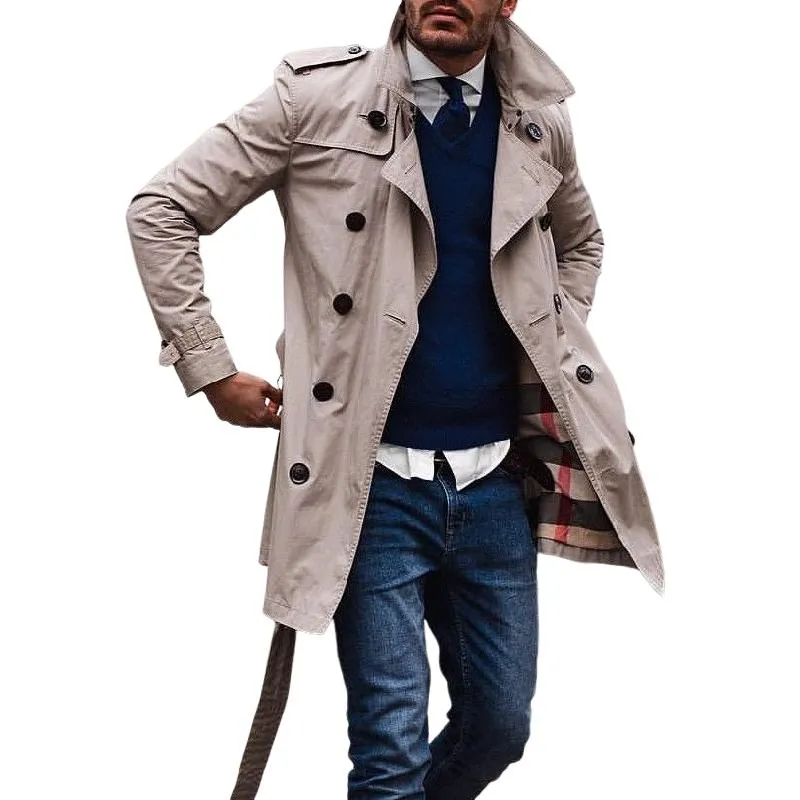 Men's Casual Cotton Lapel Double-breasted Short Trench Coat 39986871M sold by Manly