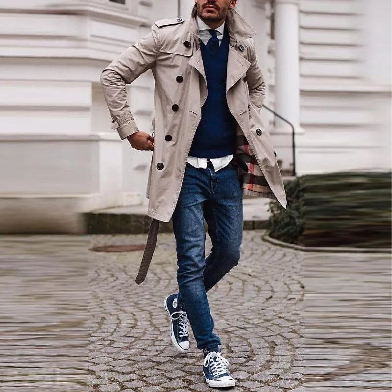 Men's Casual Cotton Lapel Double-breasted Short Trench Coat 39986871M sold by Manly product image thumbnail 3