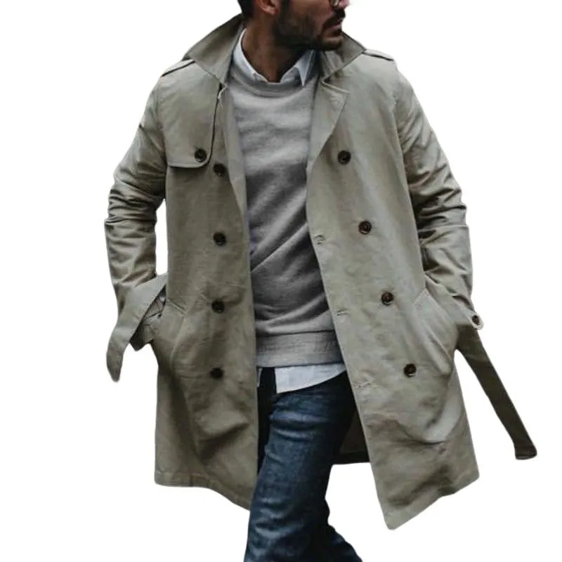 Men's Casual Cotton Lapel Double-breasted Short Trench Coat 79930465M sold by Manly
