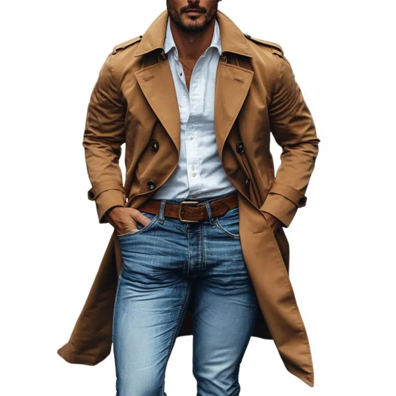 Men's Classic Cotton Lapel Double-breasted Mid-length Trench Coat 13011562M sold by Manly