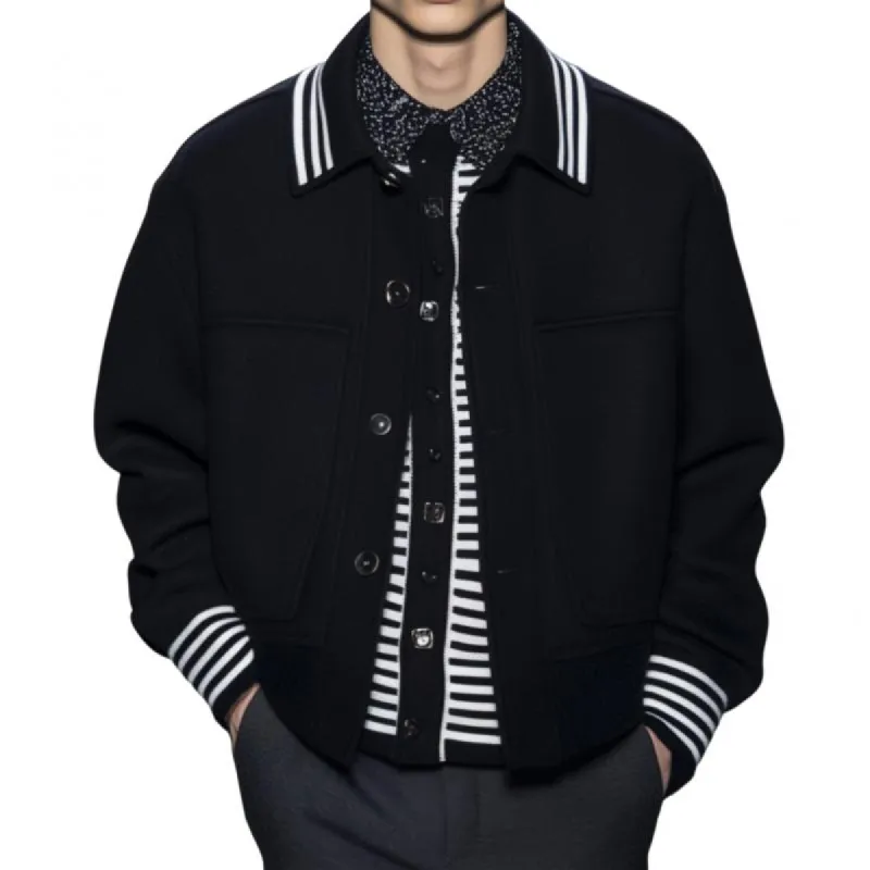 Men's Casual Lapel Single-breasted Loose Baseball Jacket 67990880M sold by Manly