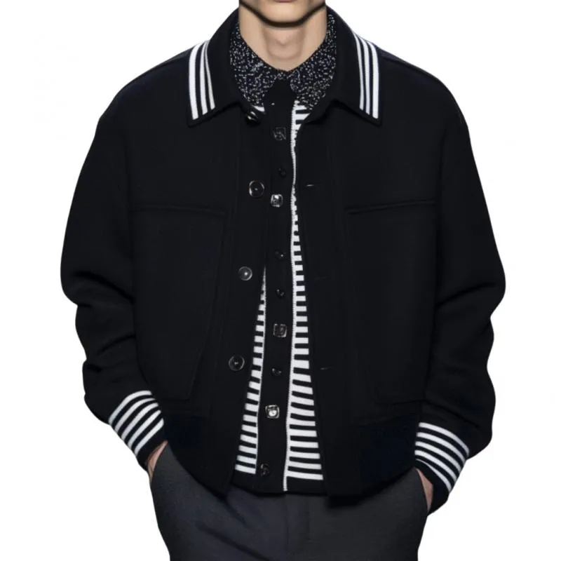 Men's Casual Lapel Single-breasted Loose Baseball Jacket 67990880M sold by Manly