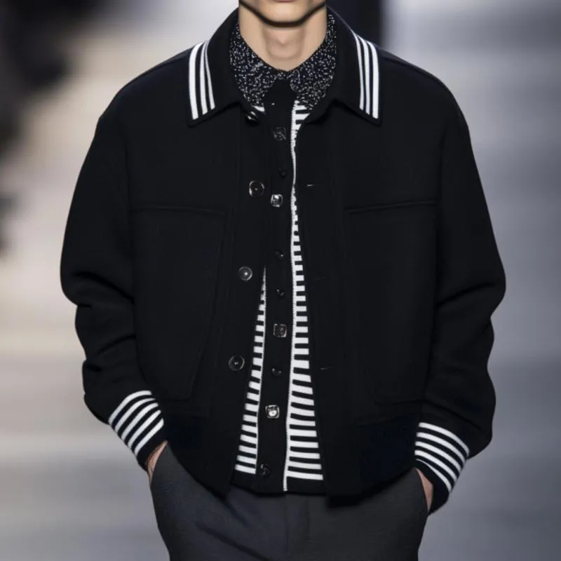 Men's Casual Lapel Single-breasted Loose Baseball Jacket 67990880M sold by Manly product image thumbnail 2