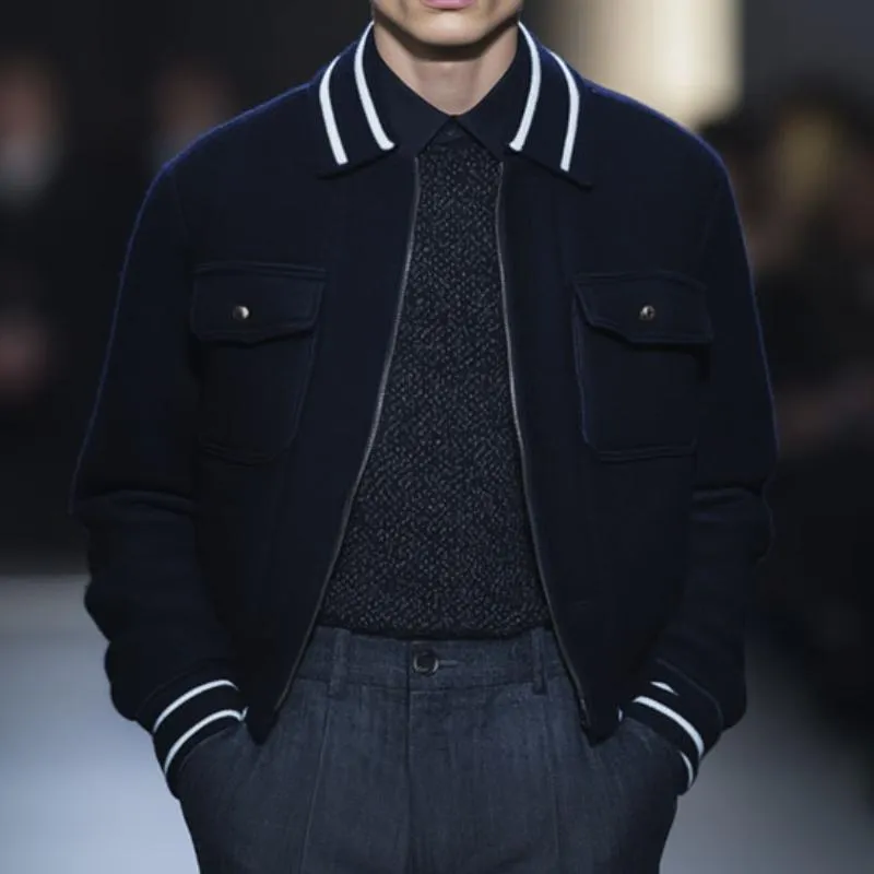 Men's Casual Lapel Zipper Loose Baseball Jacket 81417413M sold by Manly product image thumbnail 2