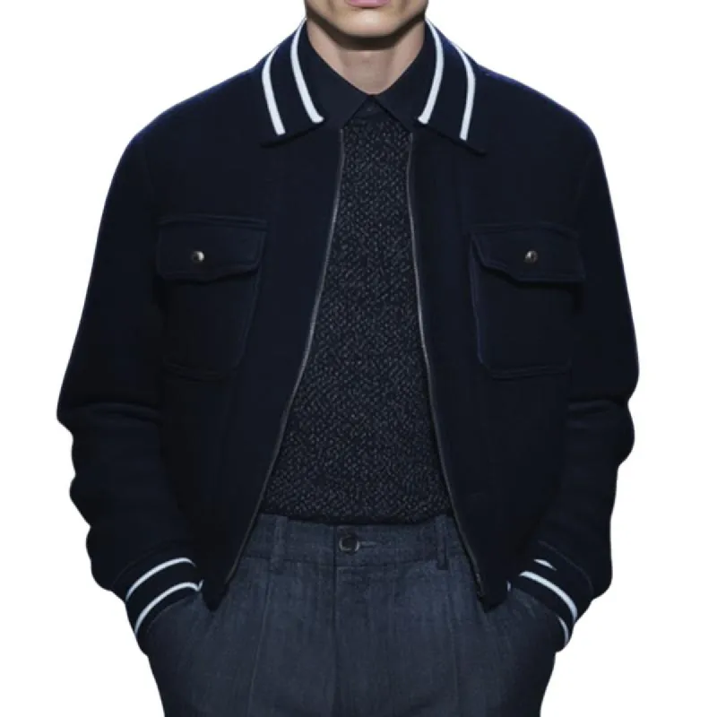 Men's Casual Lapel Zipper Loose Baseball Jacket 81417413M sold by Manly