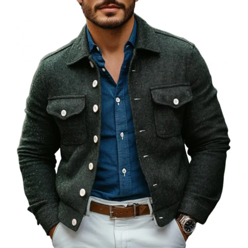 Men's Casual Wool Lapel Single-breasted Slim-fit Jacket 91584682M sold by Manly