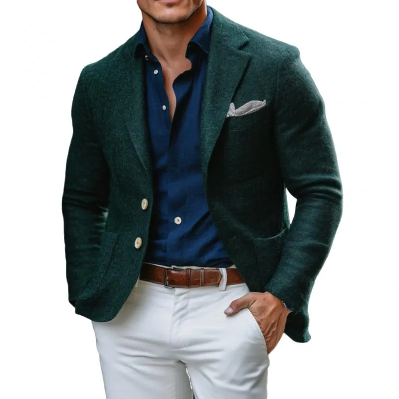 Men's Vintage Woolen Notch Lapel Single-breasted Slim-fit Blazer 49234213M sold by Manly