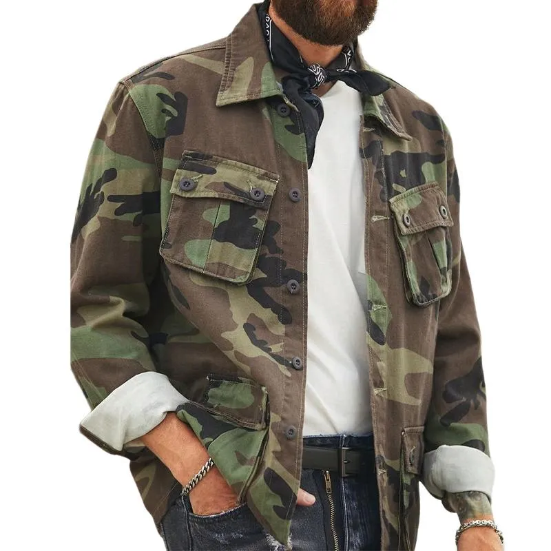 Men's Camouflage Print Long Sleeve Shirt 40564496U sold by Manly