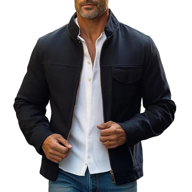 Men's Solid Lapel Single-breasted Twill Jacket 42444842X sold by Manly