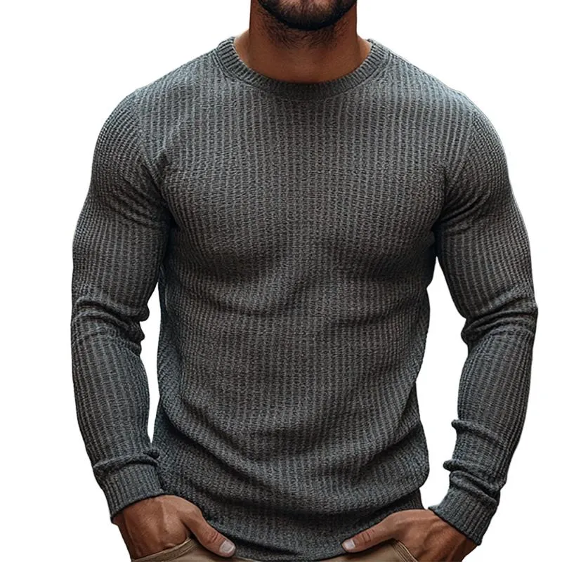 Men's Retro Casual Round Neck Printed Long Sleeve T-Shirt 93086224TO sold by Manly