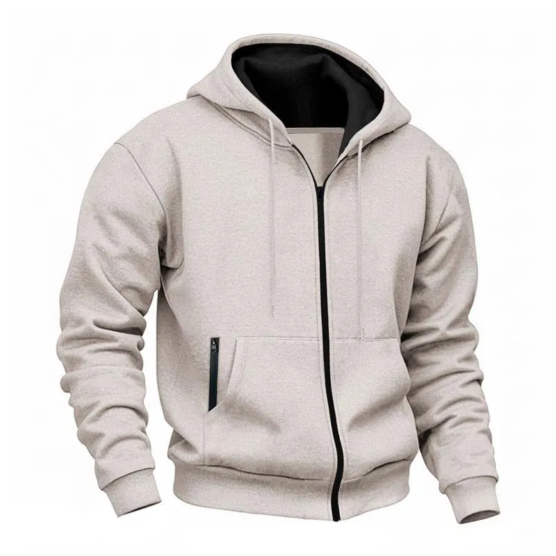 Men's Casual Cotton Blend Hooded Zip-Up Loose Sports Jacket 73180119M sold by Manly