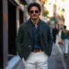 Men's Vintage Wool Blend Notch Lapel Single Breasted Loose Blazer 21801839M sold by Manly