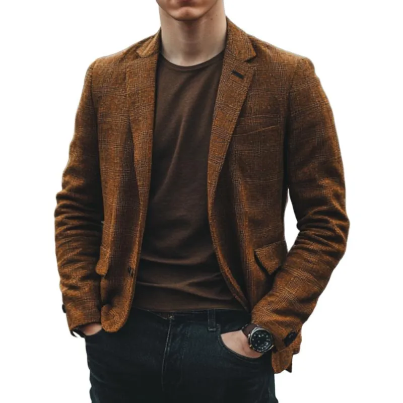 Men's Vintage Check Notch Lapel Single Breasted Slim Fit Blazer 69755189M sold by Manly