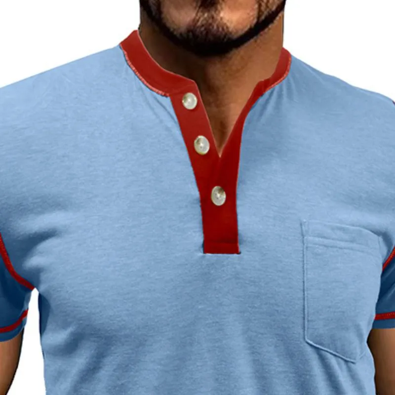 Men's Casual Cotton Colorblock Henley Collar Slim Fit Short Sleeve T-Shirt 17770971M sold by Manly product image thumbnail 2