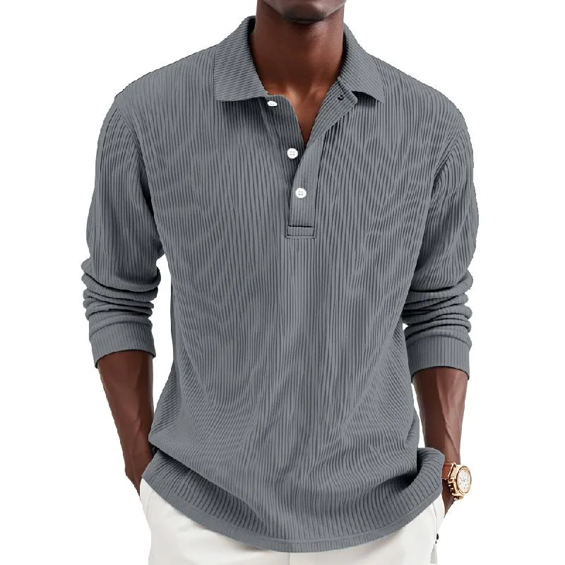 Men's Casual Striped Button Lapel Long Sleeve Shirt 19573962Y sold by Manly