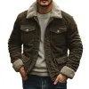 Men's Fleece Lapel Corduroy Multi-pocket Single Breasted Cargo Jacket 64733088Z sold by Manly