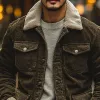 Men's Fleece Lapel Corduroy Multi-pocket Single Breasted Cargo Jacket 64733088Z sold by Manly