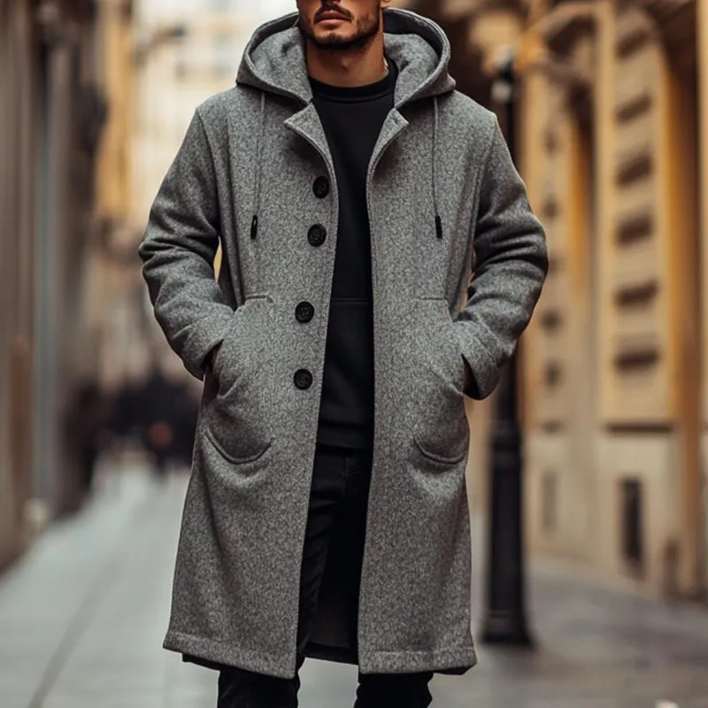 Men's Solid Color Casual Hooded Coat 35715905X sold by Manly product image thumbnail 2