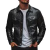 Men's Vintage Multi-Pocket Lapel Leather Jacket 07415000X sold by Manly