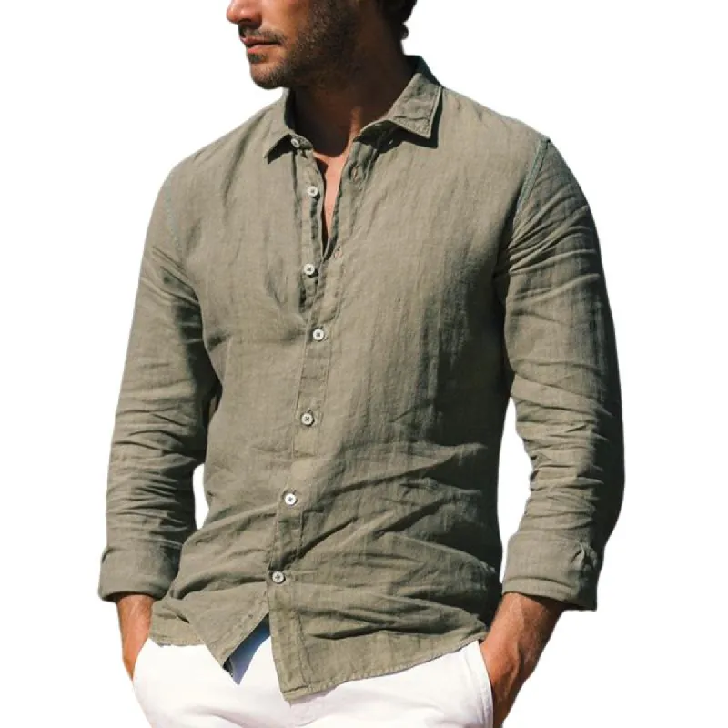 Men's Vintage Linen Long Sleeve Shirt 63026631U sold by Manly