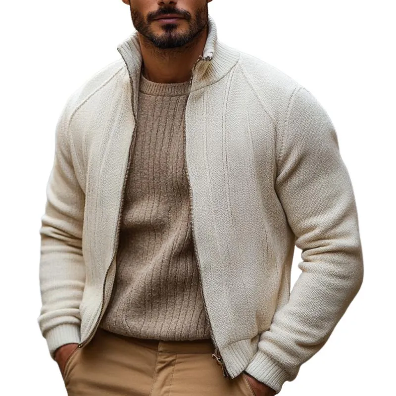 Men's Retro Stand Collar Zipper Knit Cardigan 96659667U sold by Manly