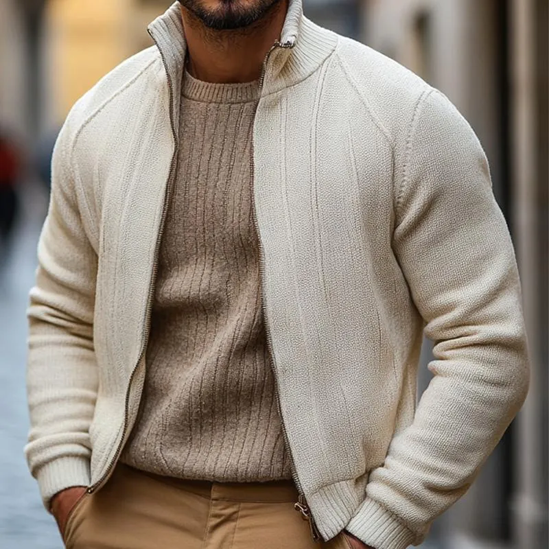 Men's Retro Stand Collar Zipper Knit Cardigan 96659667U sold by Manly product image thumbnail 2