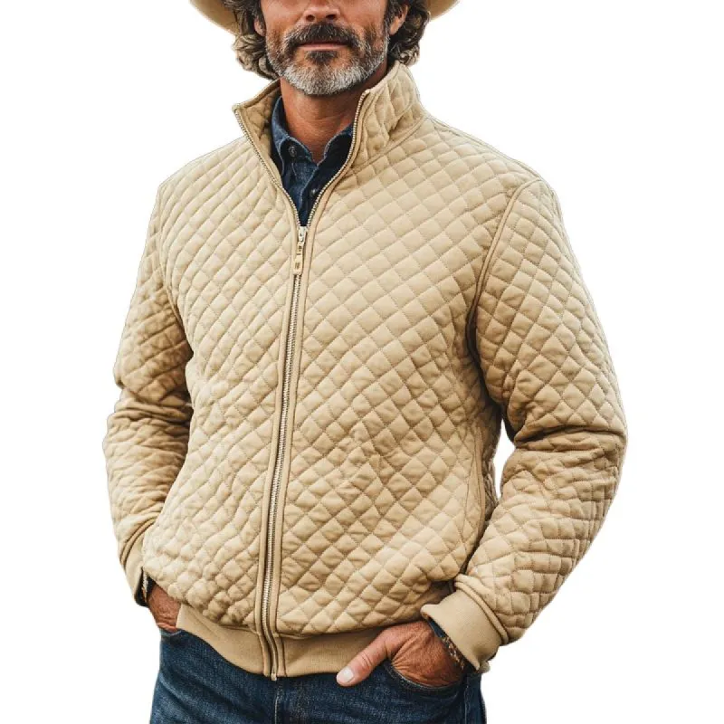 Men's Vintage Quilted Apricot Stand Collar Jacket 37244212U sold by Manly