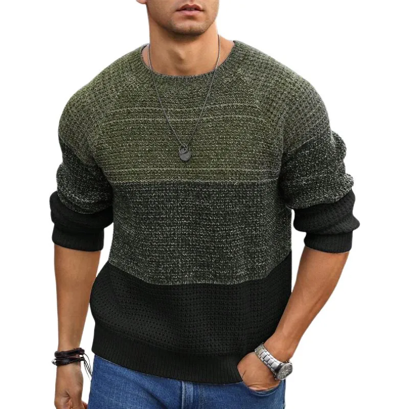 Men's Retro Colorblock Crewneck Knit Sweater 71550317U sold by Manly
