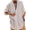 Men's Solid Color Loose V Neck Half Sleeve Shirt 42978684Z sold by Manly