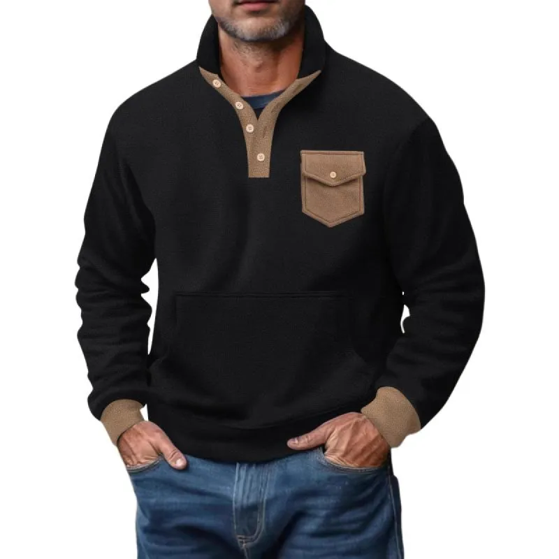 Men's Polar Fleece Colorblock Stand Collar Chest Pocket Long Sleeve Sweatshirt 89397765Z sold by Manly