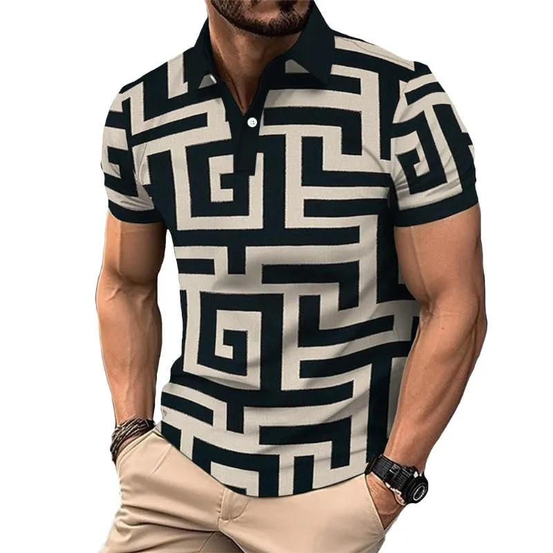 Men's Retro Chevron Short-sleeved Polo Shirt 72930460TO sold by Manly