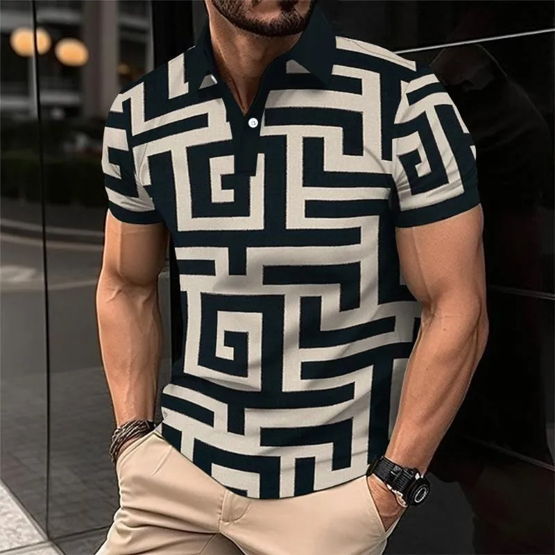 Men's Retro Chevron Short-sleeved Polo Shirt 72930460TO sold by Manly product image thumbnail 2