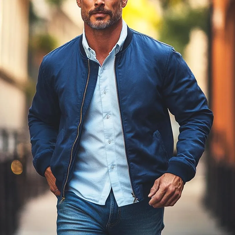 Men's Casual Solid Color Zipper Baseball Jacket 00123437X sold by Manly product image thumbnail 2