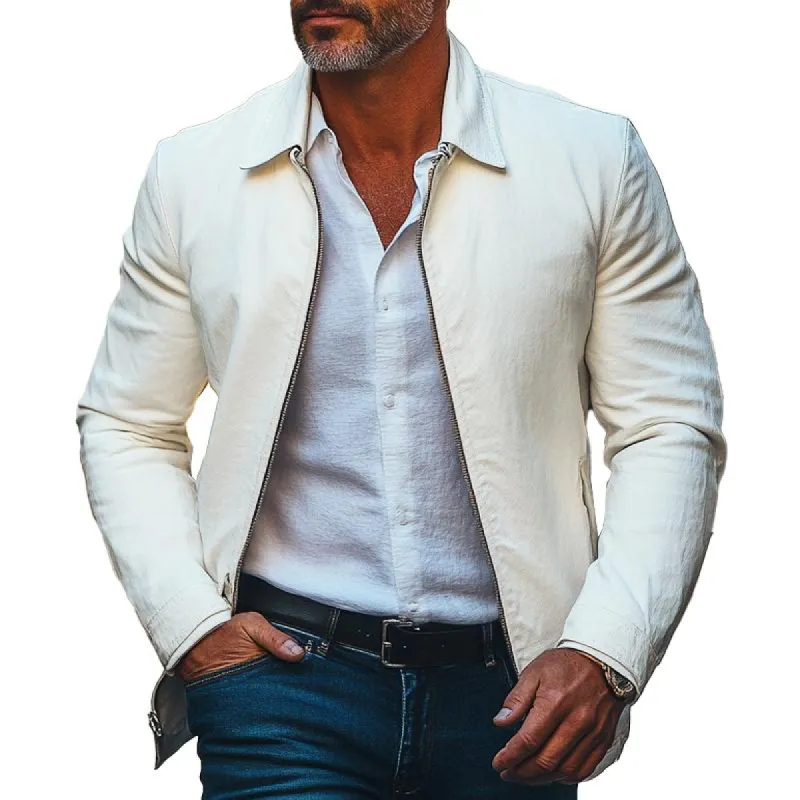 Men's Solid Lapel Zip-Up Jacket 81900203X sold by Manly