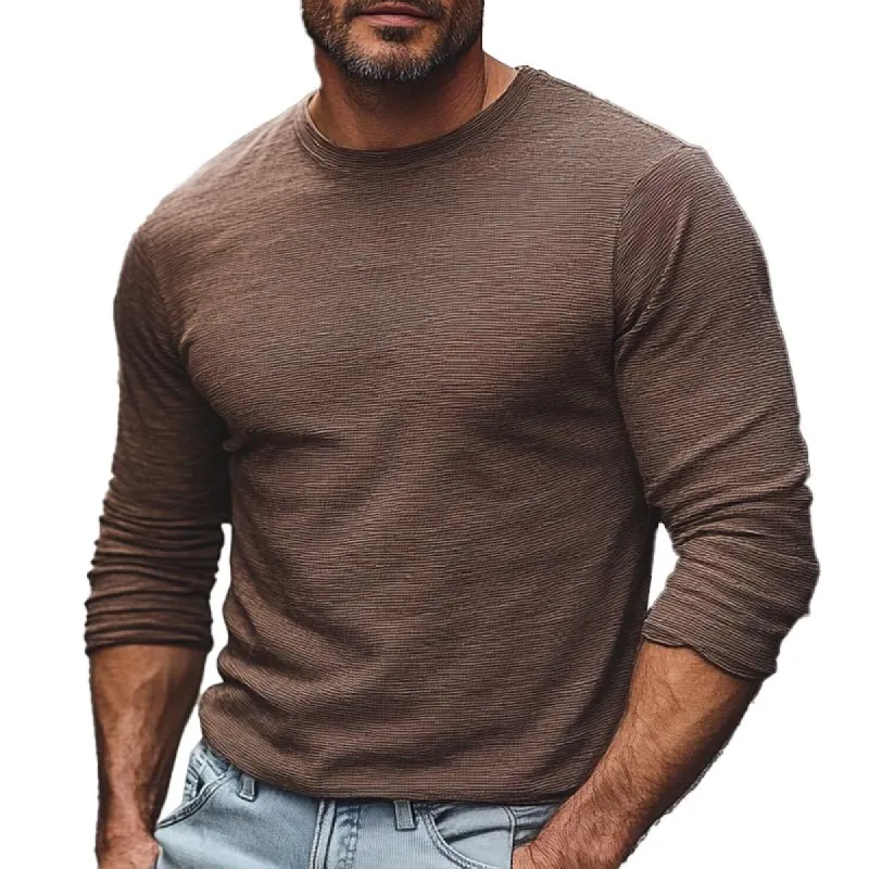Men's Striped Crew Neck Long Sleeve T-Shirt 15319288X sold by Manly
